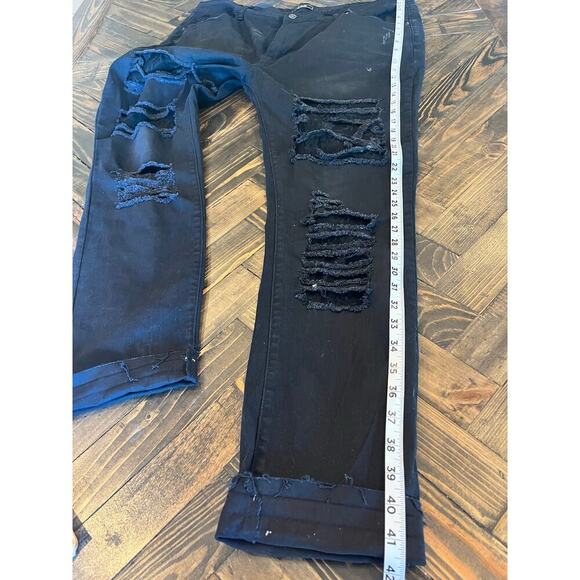 NWT Lucky & Blessed Black Jeans Women 24 Distressed Lace Grunge Goth Coquette - Picture 8 of 10